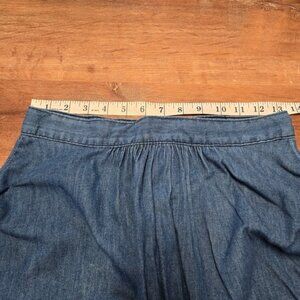 Vintage Spiegel Blue Denim Midi Skirt with Ruffle Hem 11/12